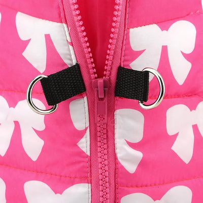 SMALLLEE_LUCKY_STORE Pet Water Resistant Winter Jacket Vest with D-Ring for Small Dog Cat Zip-up Padded Puppy Coat Chihuahua Yorkie Kitten Warm Clothes, Hot-Pink, S