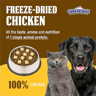 Nutri Bites Freeze Dried Chicken Liver Dog & Cat Treats, Single Ingredient High Protein Pet Treats, 15 oz