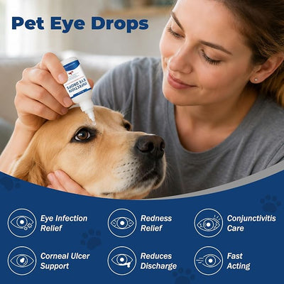 Dog Eye Drops | Dog Eye Infection Treatment | Flush Irritants & Reduce Redness, Watering & Discharge | Sterile Solution with Easy | Apply Dropper for Daily Use | 0.68 fl oz (20 mL)