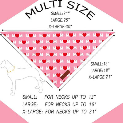 Realeaf Mothers Day Dog Bandanas 2 Pack, Reversible I Love My Mom Pet Scarf for Boy and Girl, Premium Durable Fabric, Valentines Day Bandana for Small Medium Large and Extra Large Dogs (Small)