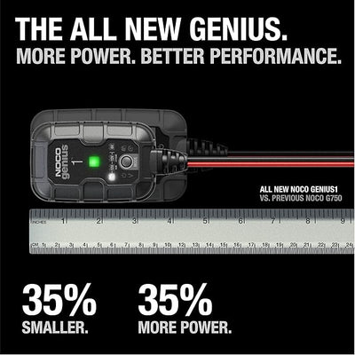 NOCO GENIUS1: 1A 6V/12V Smart Battery Charger – Automatic Maintainer, Trickle Charger & Desulfator with Overcharge Protection & Temperature Compensation – for Lead-Acid & Lithium Batteries