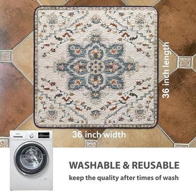 nunubaby Washable Pee Pads for Dogs, Stylish, Non-Slip and Leak-Proof Pee Pads. Reusable Potty Pads for Dogs for Crates and Floors.(Beige/Floral, 36" x36" )