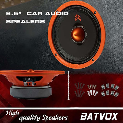 MX65E1 Midrange Loudspeaker 6.5" Orange Bullet, 400W Max, 6 Ohms, Premium Quality Audio Door Speakers for Car or Truck Stereo Sound System, Orange (2 Speaker)