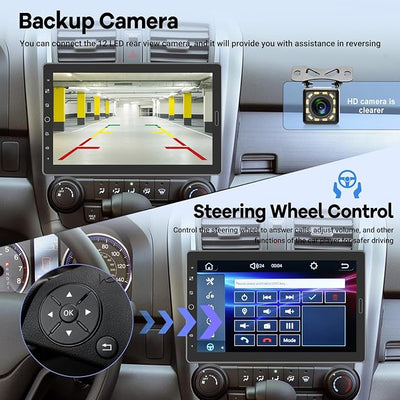 10.1 inch Single Din Car Stereo with CarPlay and Android Auto, 10 inch Touch Screen Radio with Mirror Link/1080P/EQ Audio/SWC/Bluetooth +Backup Camera+MIC