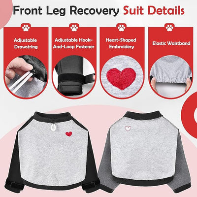 Lukovee Recovery Suit for Dogs - Padded Elbow Protector to Stop Licking, Long Sleeve for Pet Male Female Dog Front Leg Injuries Shoulder Wounds After Surgery Cone Alternative (B,M)