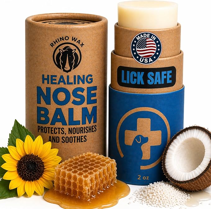 Rhino Wax - Dog Nose Balm for Dogs or Cats - Natural Snout Soother (2oz Tube) - Healing Dry, Cracked, Irritated Noses - Also Works Great on Cats - Natural Ingredients - Lick-Safe - Made in USA