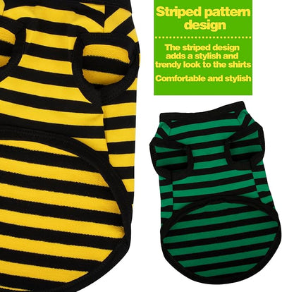 Paiaite 3 Pieces Dog Striped Shirt Dark Color Cotton Sleeveless Puppy Pet Shirts Breathable Apparel Tank Top Colorful Puppy Sweatshirt Clothes for Small Medium Dogs 4XL