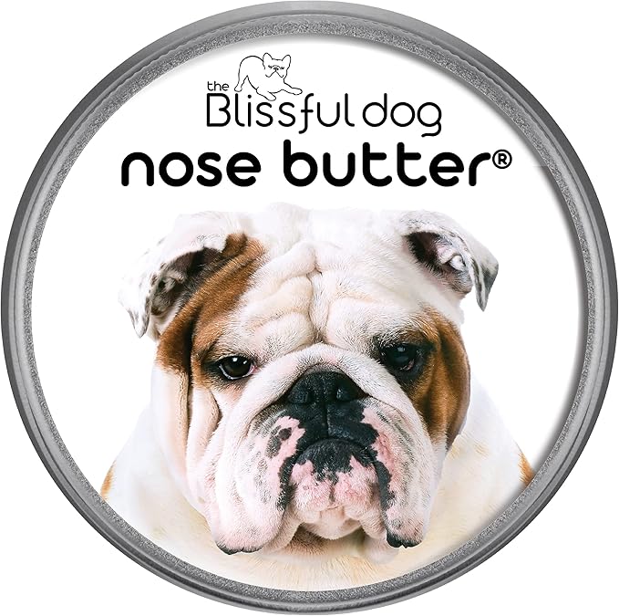 The Blissful Dog Bulldog Nose Butter, Versatile Dog Nose Balm to Reduce Dryness, Handcrafted, Easy-to-Apply, Unscented, 1 oz.