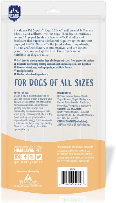 Yogurt Sticks, Prebiotic & Probiotics, Protein Rich - Lactose Free - Gluten Free - Corn Free - Grain Free, USA Made, for All Breeds, 5 pieces of Droolicious Yogurt Sticks, Peanut Butter Flavor
