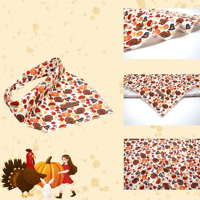Lionheart glory Turkey Dog Bandanas Fall 1 Pack Washable Soft Dog Scarf, Square Adjustable Girl or Boy Dog Bandanas for Medium Large Dogs Holiday