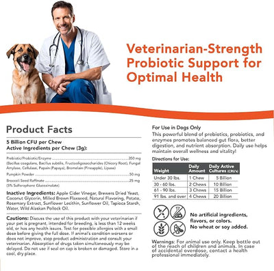 Critical Digestive Restore Soft Chews for Dogs - Veterinarian-Strength Probiotic Support for Optimal Health – with 10 Billion CFUs Per Dose
