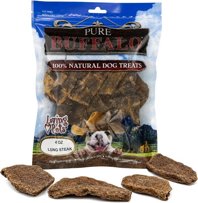 Loving Pets Pure Buffalo Lung Steaks – Natural Single Ingredient Buffalo Dog Treats – High Protein Chewy Dog Snacks for Everyday Reward – Grain Free, Long-Lasting Treats for Small, Medium & Large Dogs