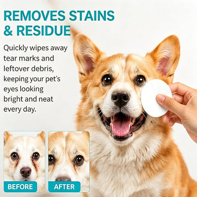 CarePets Eye Defense Wipes, Tear Stain Remover for Pet, Pre-Soaked, Unscented, Dirt & Irritation, Ideal for Sensitive Eyes, Keeps Your Dog’S Eyes Clean, Comfortable & Healthy Every Day (2pcs)