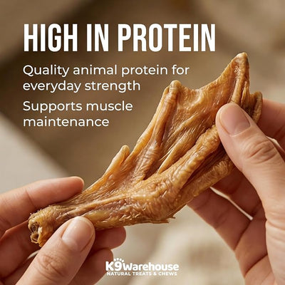 K9warehouse Duck Feet for Dogs – High Protein Dehydrated Dog Treats, Natural Crunchy Chews with Collagen, Glucosamine & Chondroitin for Joint & Hip Health, Dental Care, Small to Large Breeds (10 pcs)
