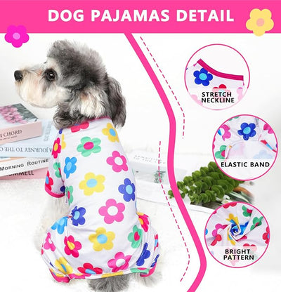 Dog Pajamas Spring Summer Dog Clothes for Small Medium Dogs Girl Boy Cute Soft Puppy Pjs Clothes Doggie Onesies Cat Pet Outfit (Rose,M)