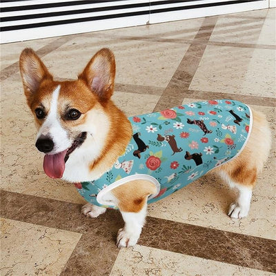 Soft Breathable Sleeveless Dog Vest Cat Shirt Cute Dachshund Dog Floral, Lightweight Pet Clothes for Small Medium Puppies Kittens, Large