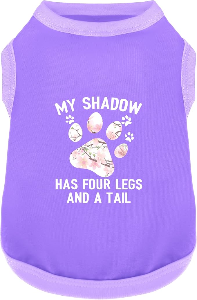 Discover Cozy Cotton Canine Wear: Soft, Lightweight, and Breathable Dog Shirt Vest with Eye-Catching Graphics (My Shadow HAS Four LESGS and A Tail), Keeping Your Furry Friend Warm! Purple M