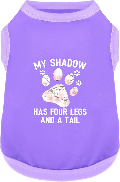 Discover Cozy Cotton Canine Wear: Soft, Lightweight, and Breathable Dog Shirt Vest with Eye-Catching Graphics (My Shadow HAS Four LESGS and A Tail), Keeping Your Furry Friend Warm! Purple M