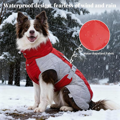 Dog Coat Dogs Jacket Waterproof Reflective Adjustable Dog-Winter Coats for Small/Medium/Large Dogs Dachshund Coat-(Red, Large)