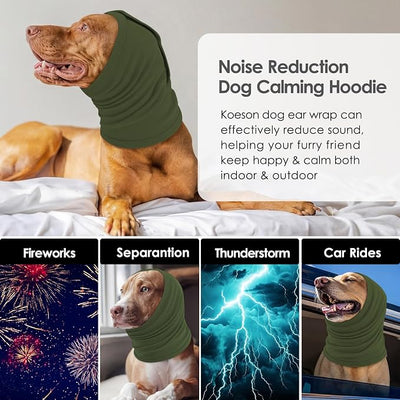 KOESON Adjustable Ear Wrap for Large Dogs, Soft No Shake Dog Ear Wraps Hematoma, Breathable Dog Ear Cover for Noise Protecion, Neck Wounds, Pet Calming Hoodie for Thunder, Firework, Separation