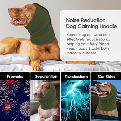 KOESON Dog Ear Wraps with Adjustable Hook & Loop, Soft No Shake Ear Wrap for Dogs Hematoma, Breathable Dog Ear Cover for Noise Protecion, Small Doggie Calming Hoodie for Thunder, Firework, Separation