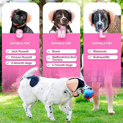 PROHEAR Ungrade GEL Pads Dog Ear Muffs Hearing Protection for Dogs, NRR 28dB for Thunder, Hunting, Tourism,Medium - Pink