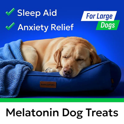 BARK&SPARK Calming Melatonin for Dogs Sleep - 6mg Melatonin Chews for Small & Large Dogs Calm Aid - Calming Treats for Stress Anxiety Relief - Melatonin Chewable Pills & Tablets Puppies - Bacon