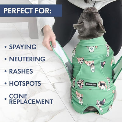 Spark Paws Dog Surgery Recovery Suit – Dog Recovery Suit After Surgery, Anti-Lick Dog Onesie, Abdominal Wound Protector, Soft Cone Alternative for Spay Neuter Male Female Pet Recovery - Pup Cup - L