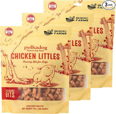 Polkadog Chicken Littles Crunchy Training Bits 3 Pack - All Natural, Limited Ingredient, Training Treats for Dogs. Great for Allergies, Handcrafted in USA - 7oz (3pk)
