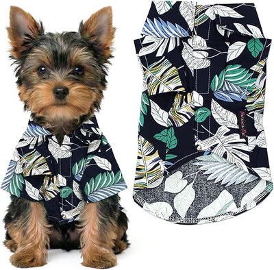 Parisian Pet Palm Leaves Dog Shirt - Cotton Clothes for Small Dogs - Stylish Tropical Dog Outfit - Lightweight and Soft Puppy Clothes - Trendy Tshirts for Dogs - Comfortable Summer Camp Pet Apparel