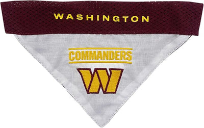 Pets First NFL Dog Bandana - Washington Commanders Reversible PET Bandana. 2 Sided Sports Bandana with a Premium Embroidery Team Logo, Small/Medium. - 2 Sizes & 32 NFL Teams Available (WAC-3217-S-M)