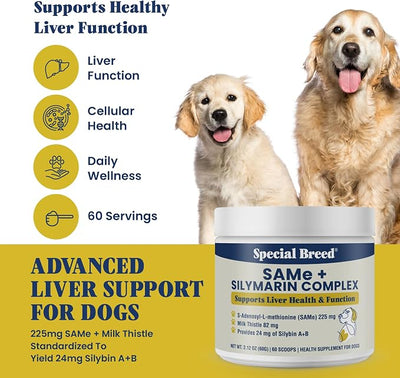 Liver Support for Dogs – Same + Milk Thistle Supplement Powder – Supports Liver Function, Detox & Cellular Health – Silymarin with 24 mg Silybin A+B – 60 Servings