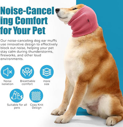 Dog Calming Hoodie Ear Muffs Noise Protection, Dog Hoodie Hematoma Ear Wrap, Ear Covers for Bath, Thunderstorms