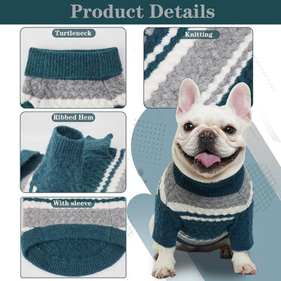 Small Dog Sweater Football Theme Turtleneck Knit Dog Sweaters for Small Pets Warm Winter Cat Dog Clothes