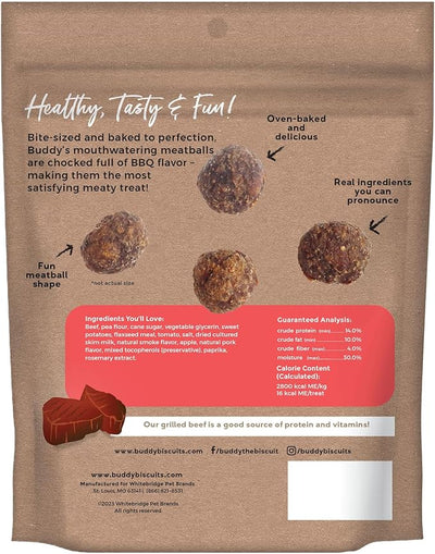 Buddy Biscuits Meaty Meatball Bites Dog Treats, BBQ Beef, 7 oz. Bag