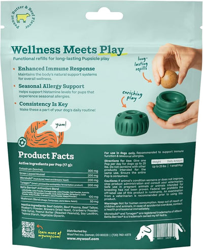 WOOF Pupsicle Refill Pops for Allergy Support for Dogs - Allergy Dog Treats for the Pupsicle Toy to Support Your Dog’s Natural Immune Defenses - Small Pops - 10 Count