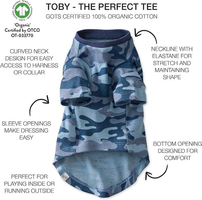 Pet Passion Toby 3-Pack 100% Organic Cotton Dog Short Sleeve T-Shirt Pet Tees for All Breeds, Navy Camo, Large (40-60 lbs)