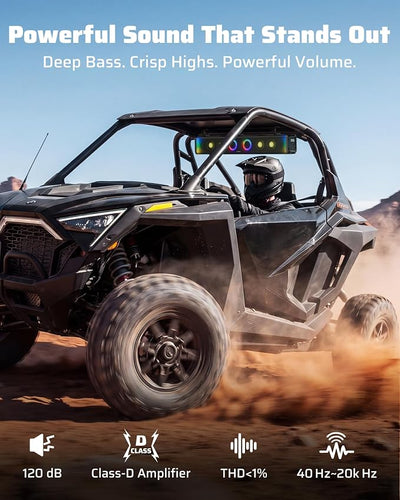 Ehaho 34 Inch UTV Sound Bar, IP66 Waterproof Bluetooth Golf Cart Sound Bar, ATV SoundBar with RGB Lighting, Amplified Powersports SXS SoundBar, UTV Speakers Compatible with Polaris RZR Can-Am