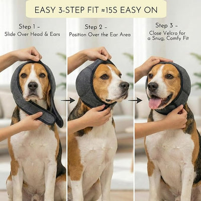 No-Shake Ear Wraps for Dogs: Breathable Bonnet to Stop Shaking & Aid Aural Hematoma Recovery - Post-Surgery Bleeding Protection for Beagle Cocker Spaniel & Border Collie Medium Breed