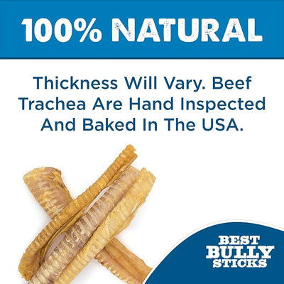 Best Bully Sticks Premium 12 Inch Beef Trachea for Dogs - 12 Count (Pack of 1) - All-Natural, Grain-Free, Single-Ingredient, Promotes Dental Health