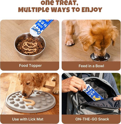 M-PETS Creamy Lickable Dog Treats, Salmon Flavor, 8 Tubes Squeeze Up Soft Dog Snacks for Puppies & Seniors, Reward Training or Food Topper,Low-Calorie Grain Free Puree for Joint & Digestive Health