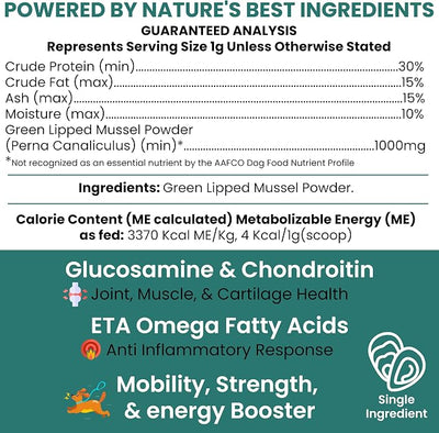 Green Lipped Mussel for Dogs - 2.12 oz of Green Lipped Mussel Powder for Dogs - Good for Joint and Ligament Health - Made in The USA