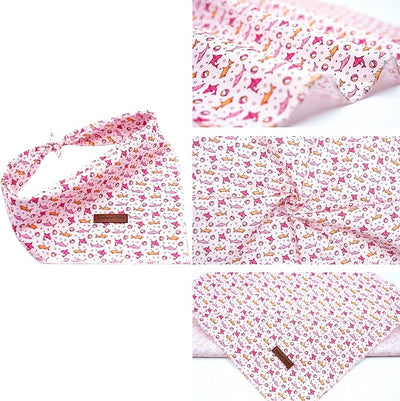 Lionheart Glory Pink Shark Dog Bandana - Washable Soft Dog Scarf, Square Adjustable Cute Bandanas for Medium Large Dogs