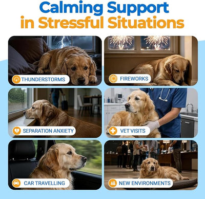 Calming Chews for Dogs with Melatonin, L-Theanine and L-Tryptophan, Relaxation and Stress Support During Separation, Fireworks and Travel, Chicken Flavor, 120 Soft Chews, 10.58 oz