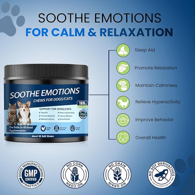 Calming Chews for Dogs, Dog Calming Chews Melatonin Anxiety Relief Bites | Dog Melatonin calming treats, Sleep Aid for Small Medium Large Dogs, Thunder, Noise, Barking, Separation Anxiety, 90 Chews