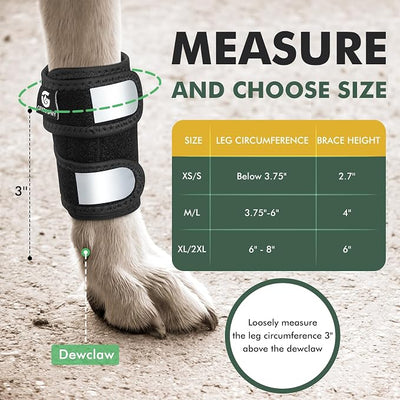 Pair of Dog Leg Braces for Front Hock Joint, Dog Front Leg Wrist Brace with Metal Spring Inserts, Dog Leg Sleeve with Reflective Straps, Prevents Injuries and Sprains, XL/2XL