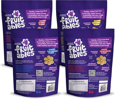 Fruitables Baked Dog Treats Variety Pack of 8 (Pumpkin & Apple, Banana, Blueberry, Cranberry - 7 oz (8 Pack)
