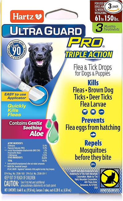 Hartz UltraGuard Pro Flea & Tick Topical Dogs & Puppies Treatment & Prevention, 3 Months, 61 - 150 lbs