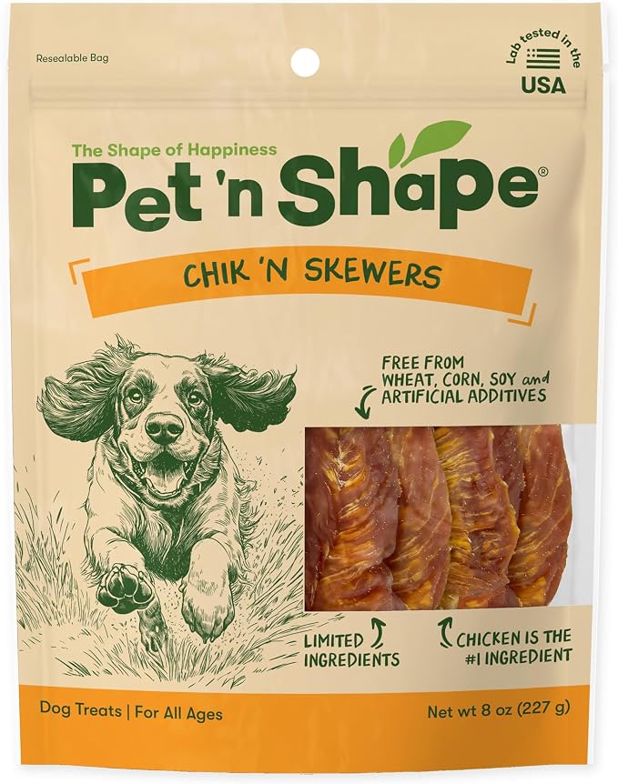 Pet 'n Shape Chik 'n Skewers - Chicken Wrapped Rawhide - All Natural Dog Treats, Chicken, 8 Oz, 10808