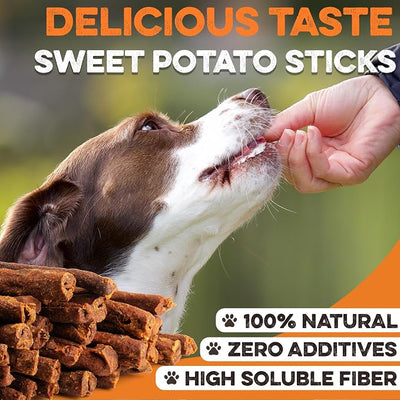 Sweet Potato Dog Treats - Grain Free, Salmon & Kelp Crunchy Sticks - Great Tasting, Promotes Positive Dog Gut Health with Natural Anti-Diarrhea Properties, No Preservatives Added (14oz)
